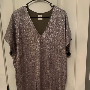 Silver Sequin Mini Dress
